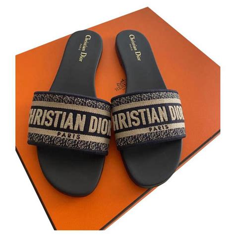 navy blue christian dior sandals